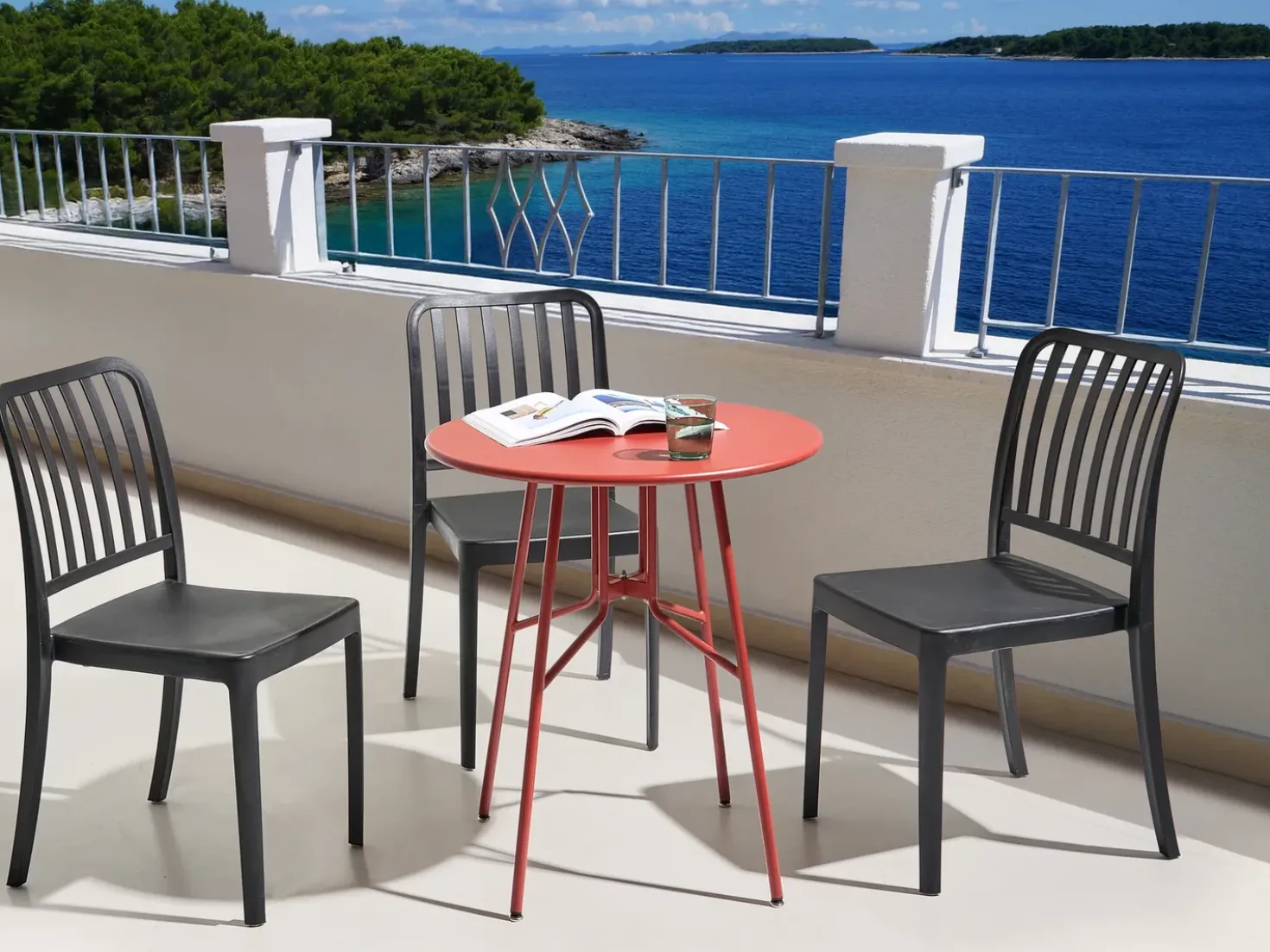 Tavolino Bistrot TALTAL 64 cm 64 cm Metallo Rosso