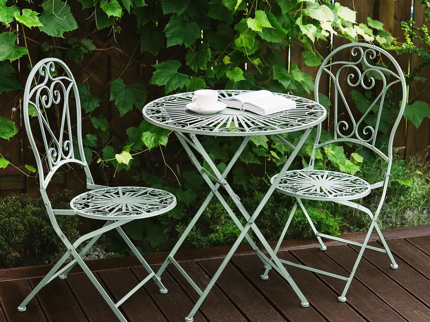 Tavolino Bistrot TRENTO 70 cm 70 cm Metallo Verde chiaro
