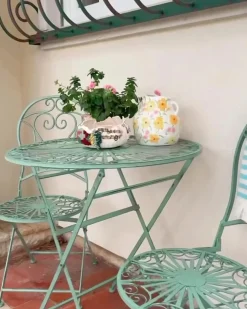 Tavolino Bistrot TRENTO 70 cm 70 cm Metallo Verde chiaro