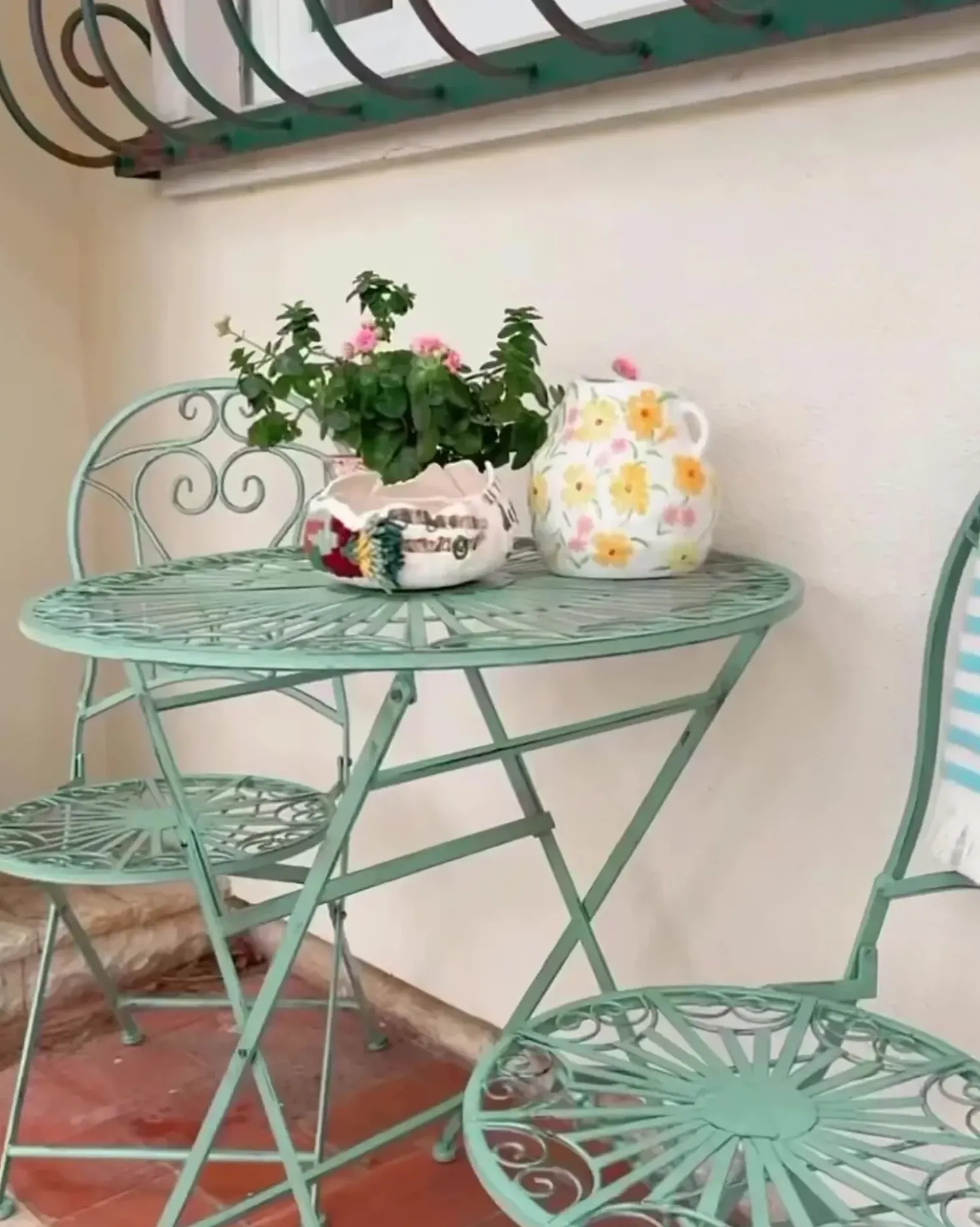 Tavolino Bistrot TRENTO 70 cm 70 cm Metallo Verde chiaro