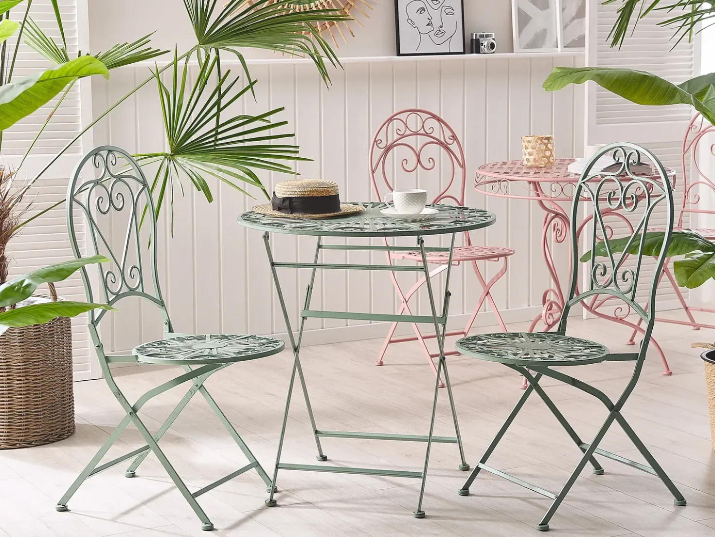 Tavolino Bistrot TRENTO 70 cm 70 cm Metallo Verde chiaro