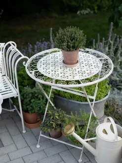 Tavolino Bistrot TRIESTE 70 cm 70 cm Metallo Beige chiaro