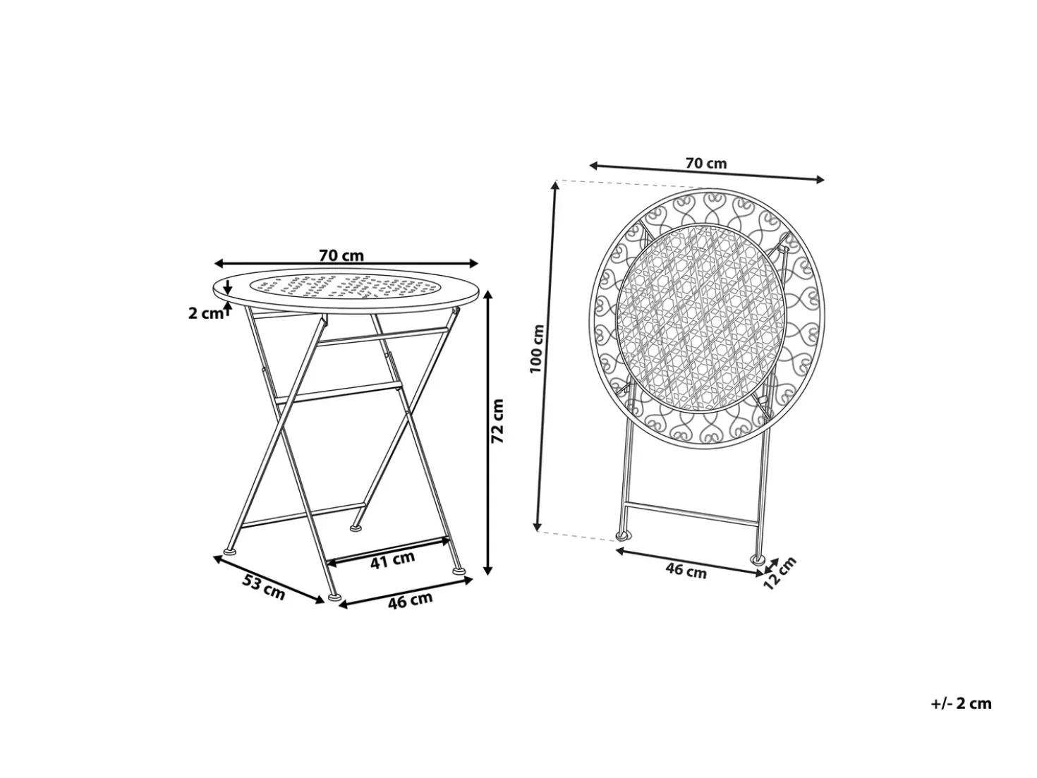 Tavolino Bistrot TRIESTE 70 cm 70 cm Metallo Beige chiaro