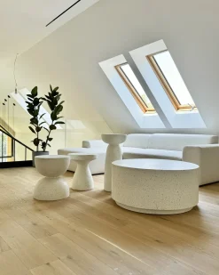 Tavolino BIVIERE 39 cm 39 cm Effetto terrazzo Terrazzo Bianco