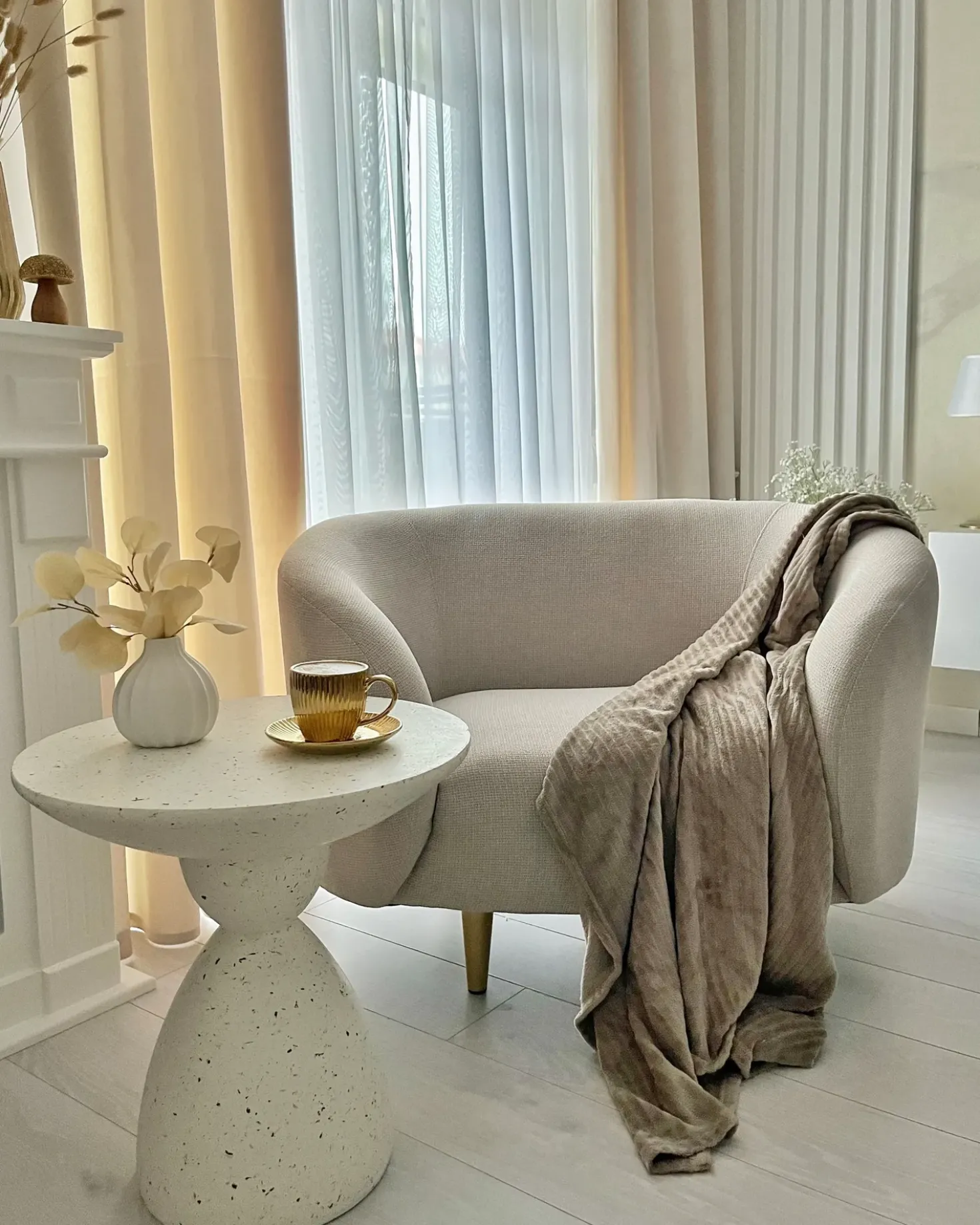 Tavolino CAFFI 50 cm 50 cm Terrazzo Bianco