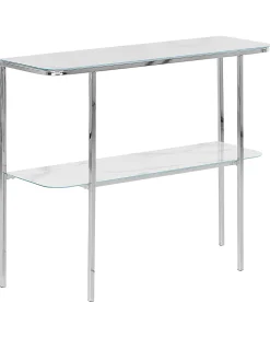 Tavolino consolle CALVERT Vetro temperato Marmo/Argento