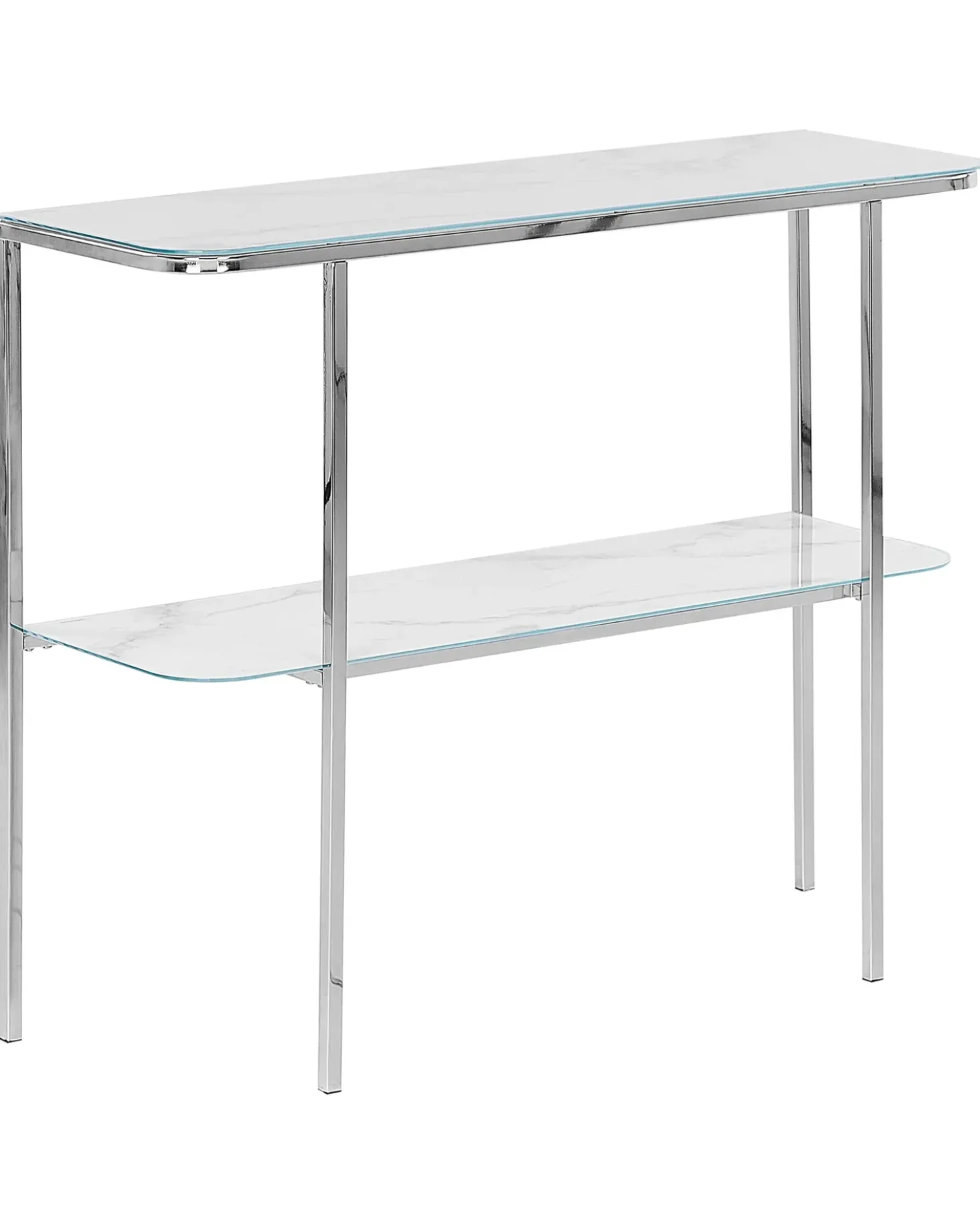 Tavolino consolle CALVERT Vetro temperato Marmo/Argento