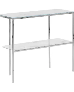 Tavolino consolle CALVERT Vetro temperato Marmo/Argento