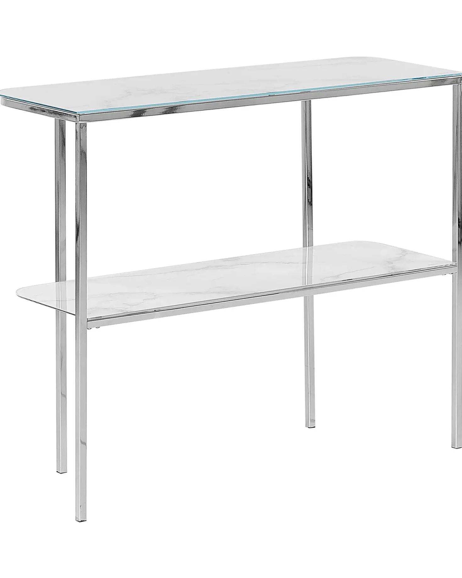 Tavolino consolle CALVERT Vetro temperato Marmo/Argento