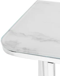 Tavolino consolle CALVERT Vetro temperato Marmo/Argento