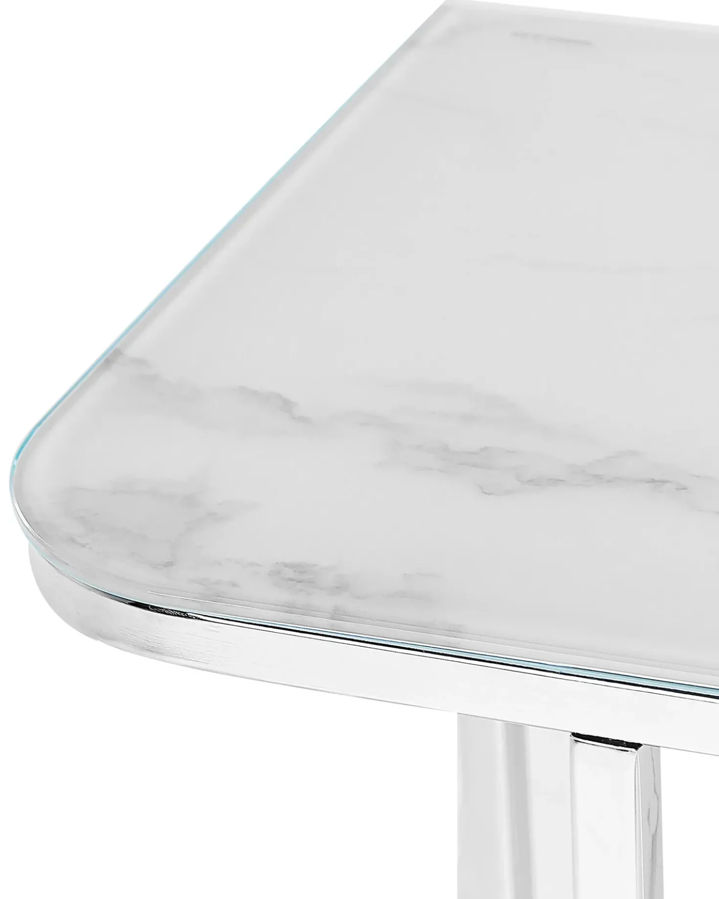 Tavolino consolle CALVERT Vetro temperato Marmo/Argento