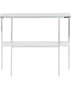 Tavolino consolle CALVERT Vetro temperato Marmo/Argento