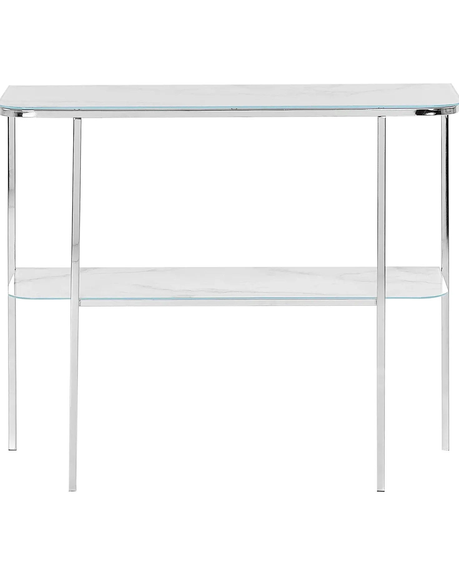 Tavolino consolle CALVERT Vetro temperato Marmo/Argento