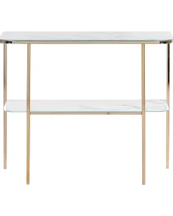 Tavolino consolle CALVERT Vetro temperato Marmo/Oro