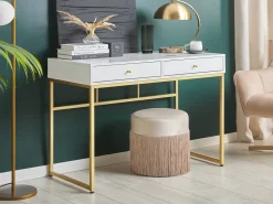 Tavolino consolle DAPHNE Bianco/Oro 100 cm 48 cm con Cassetti
