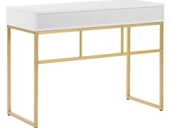 Tavolino consolle DAPHNE Bianco/Oro 100 cm 48 cm con Cassetti