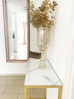 Tavolino consolle DELANO Vetro temperato Marmo/Oro