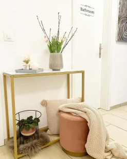 Tavolino consolle DELANO Vetro temperato Marmo/Oro