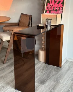 Tavolino consolle KENDALL Vetro temperato Marrone