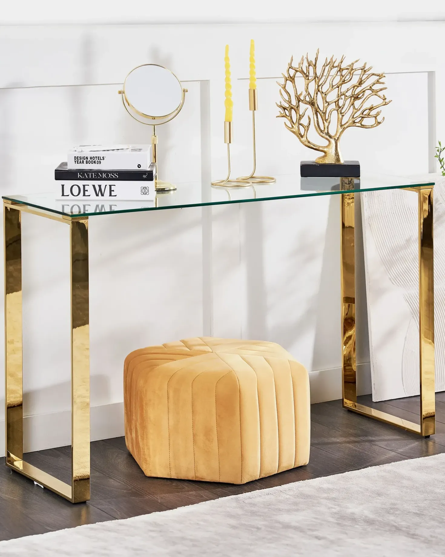 Tavolino consolle TILON Vetro temperato Oro