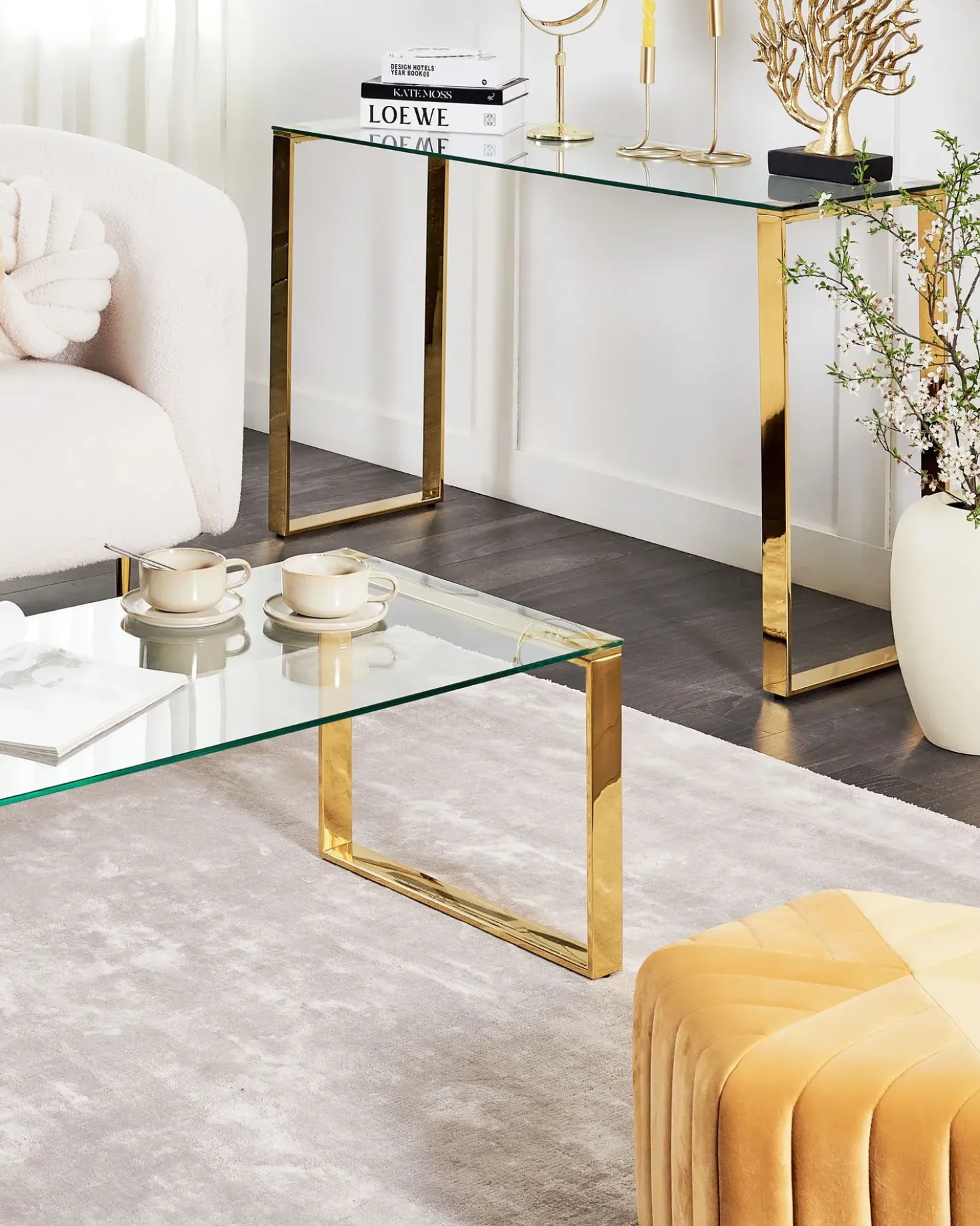 Tavolino consolle TILON Vetro temperato Oro