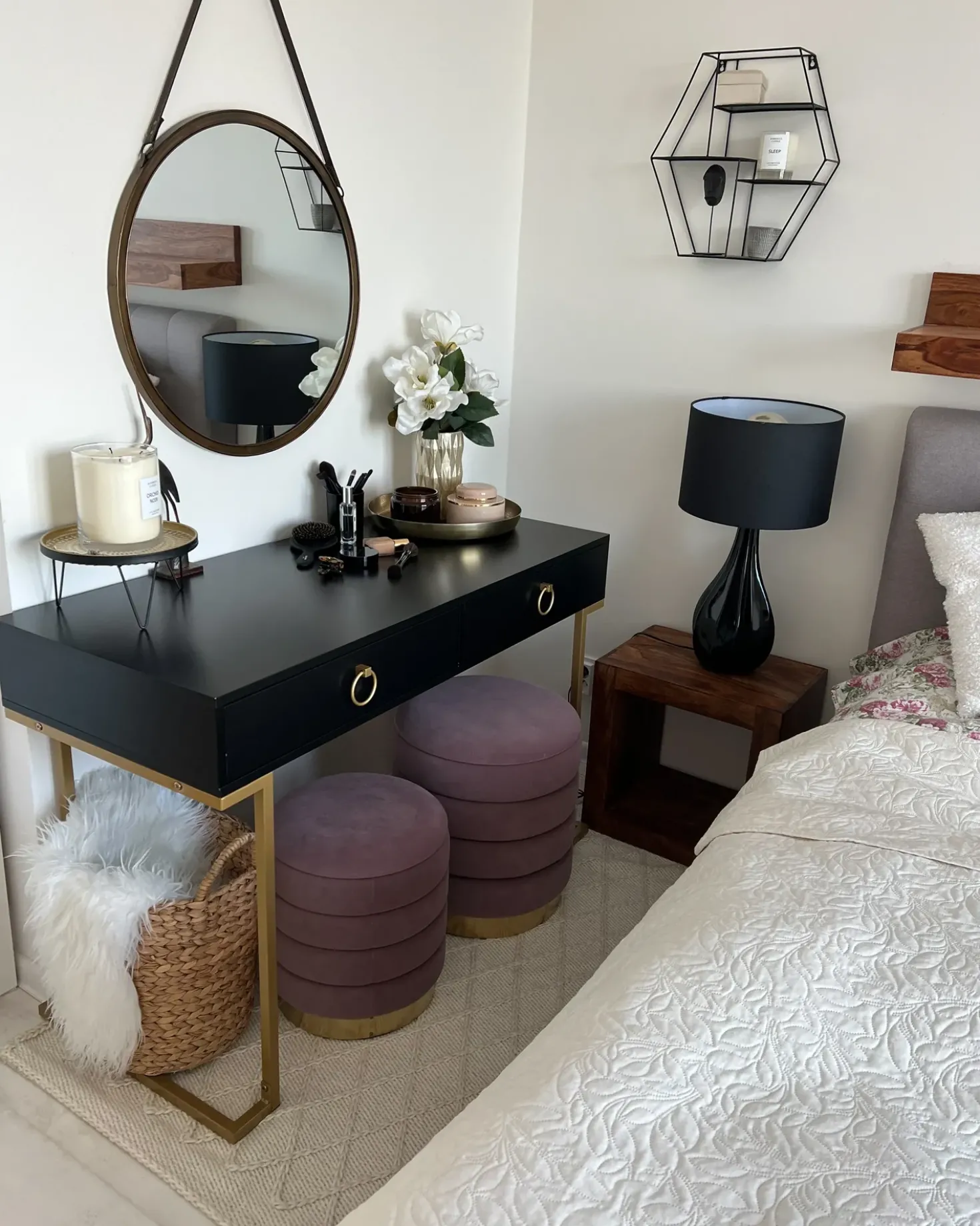 Tavolino consolle WESTPORT Nero/Oro 115 cm 50 cm con Cassetti