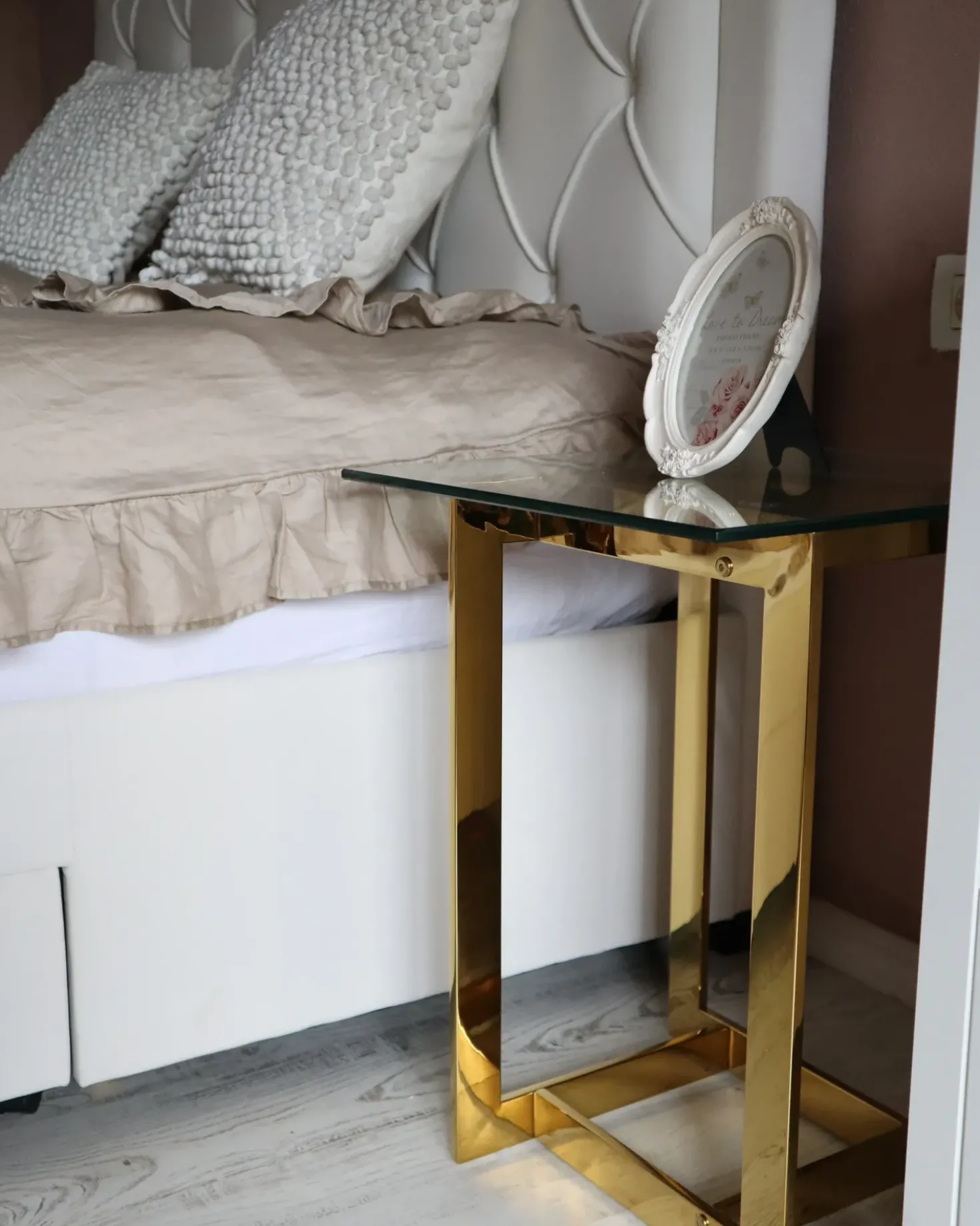 Tavolino CRYSTAL Vetro temperato Oro