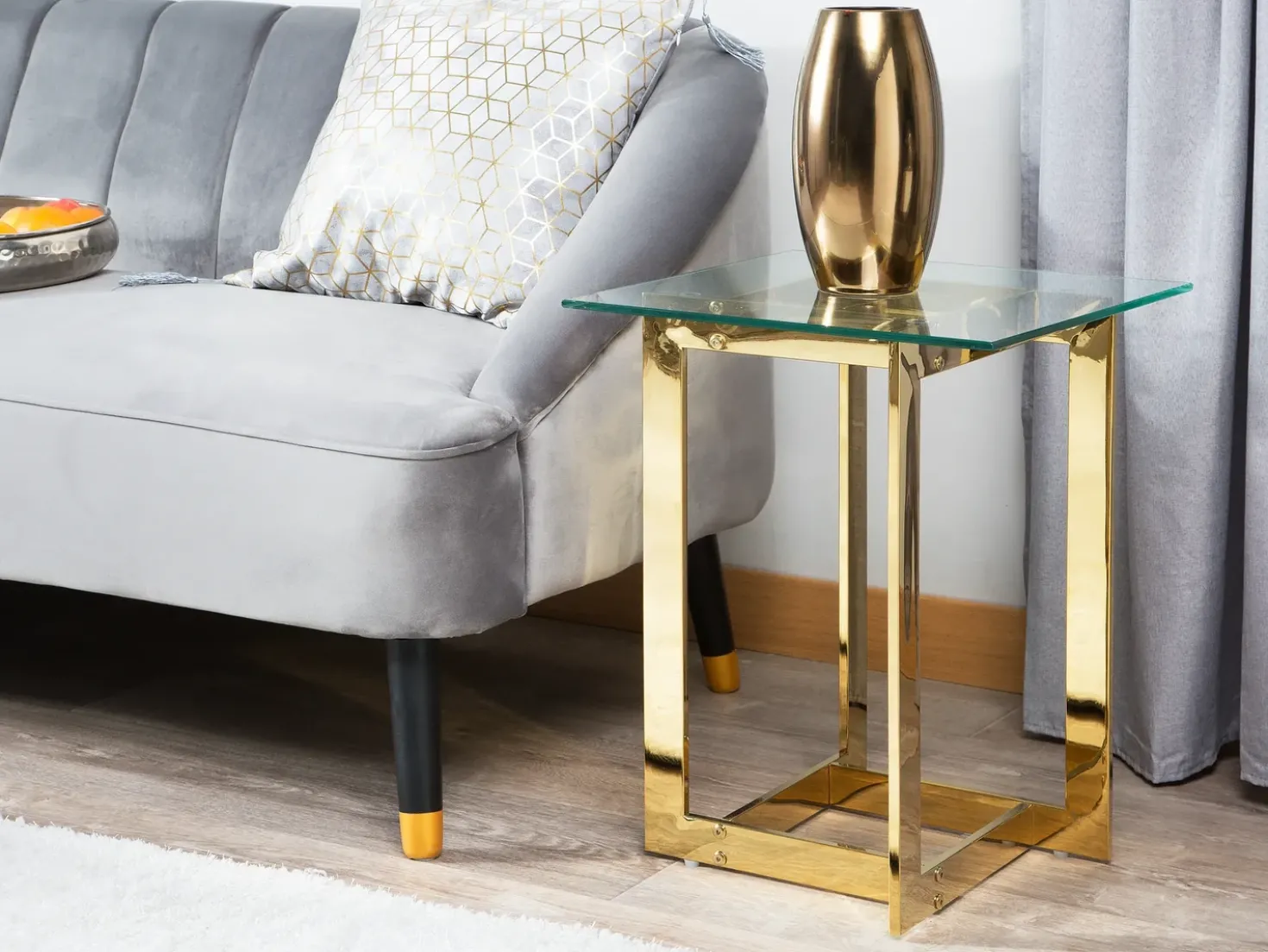 Tavolino CRYSTAL Vetro temperato Oro