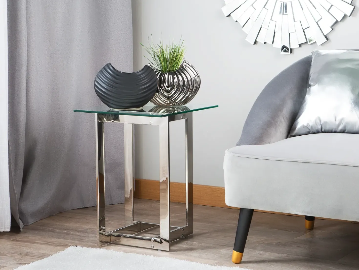 Tavolino CRYSTAL Vetro temperato Argento
