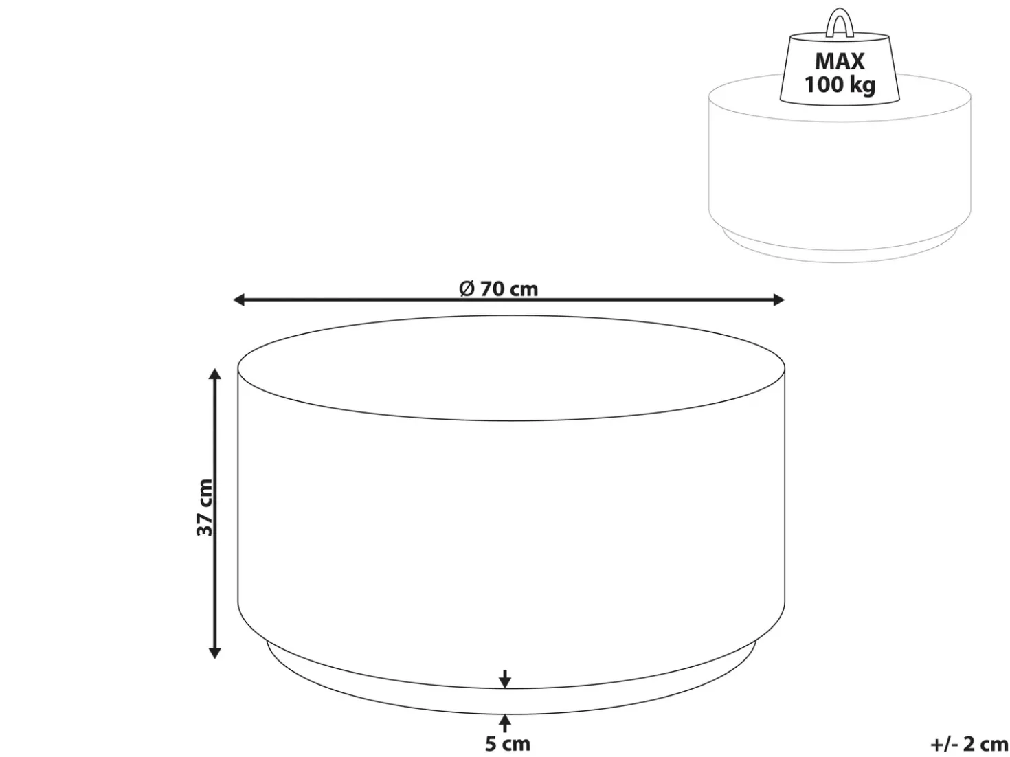 Tavolino da caffè ASIERIO 70 cm 70 cm Effetto travertino