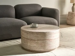 Tavolino da caffè ASIERIO 70 cm 70 cm Effetto travertino