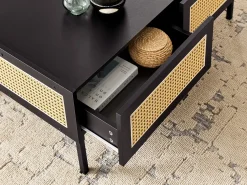 Tavolino da caffè CULLEN Rattan Nero con contenitore