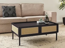 Tavolino da caffè CULLEN Rattan Nero con contenitore