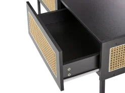 Tavolino da caffè CULLEN Rattan Nero con contenitore