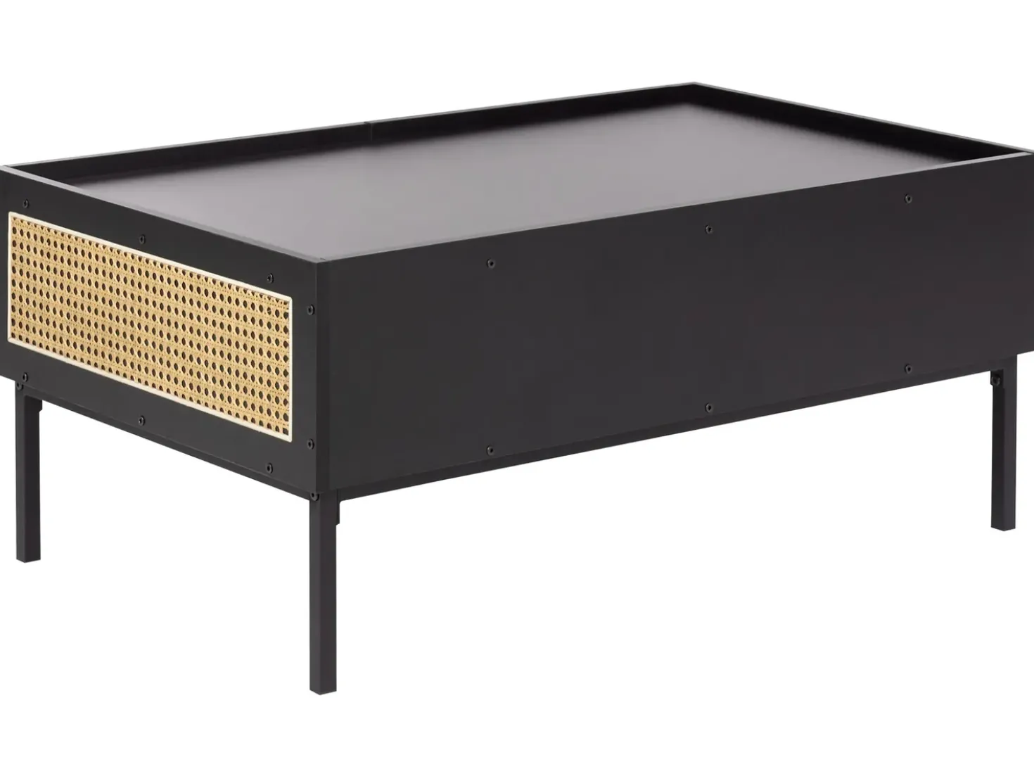 Tavolino da caffè CULLEN Rattan Nero con contenitore