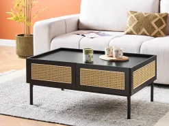Tavolino da caffè CULLEN Rattan Nero con contenitore