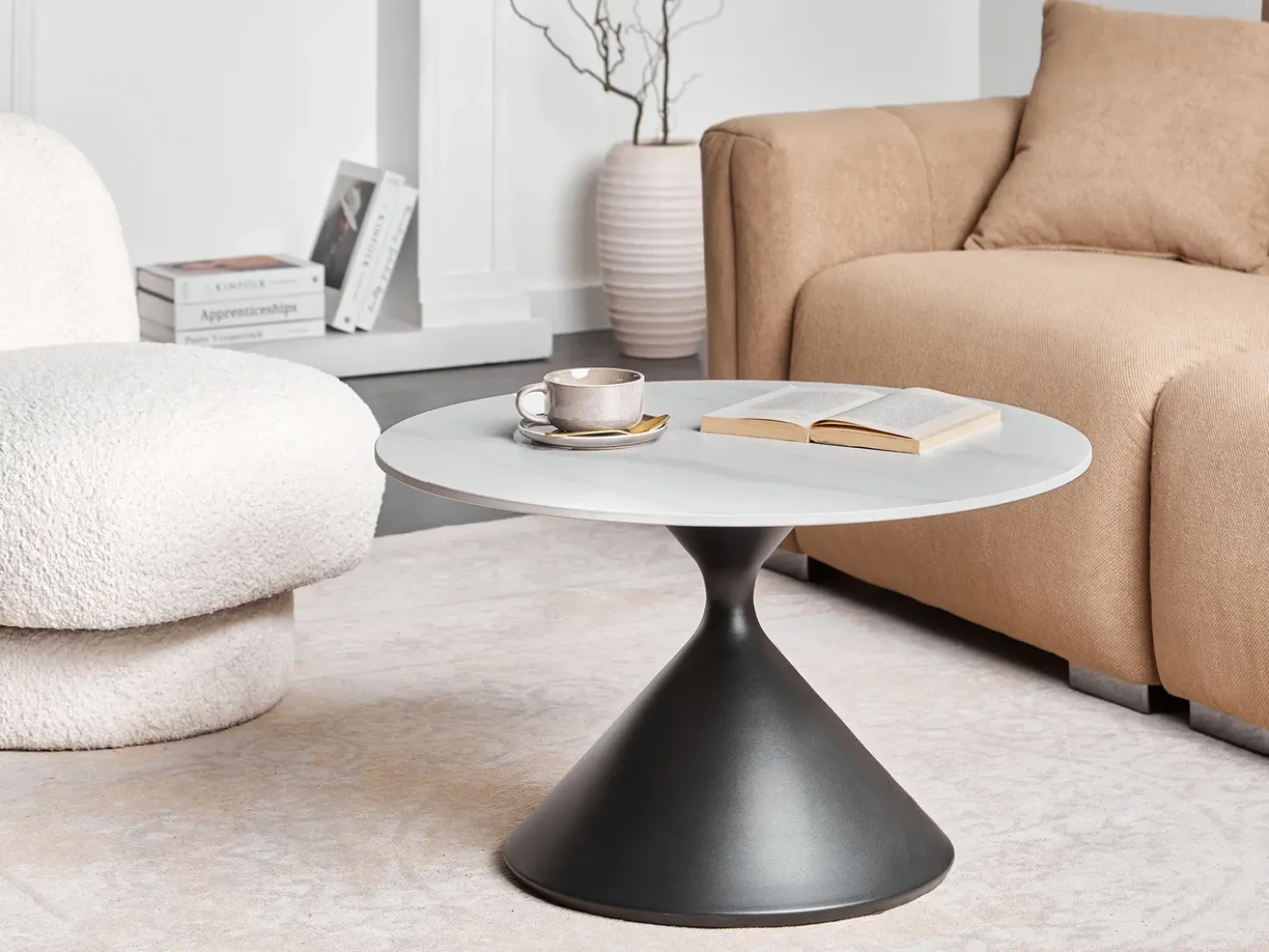 Tavolino da caffè HAIWEE Ceramica Nero/Bianco