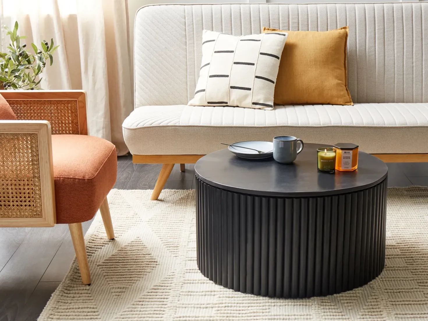 Tavolino da caffè KIRKWOOD Legno di mango Nero con contenitore