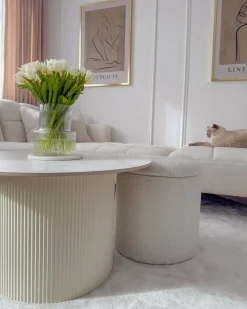 Tavolino da caffè LEONA Ceramica Beige chiaro
