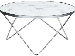 Tavolino da caffè MERIDIAN Vetro temperato Marmo/Argento
