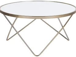 Tavolino da caffè MERIDIAN Vetro temperato Bianco/Oro