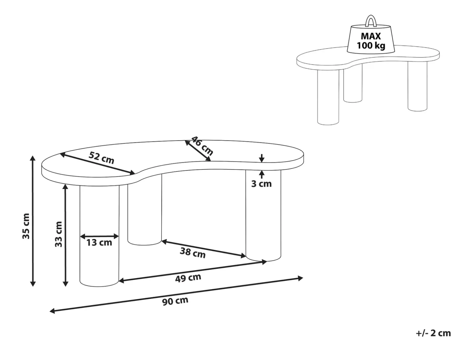 Tavolino da caffè NOMA 52 cm 89 cm Effetto travertino