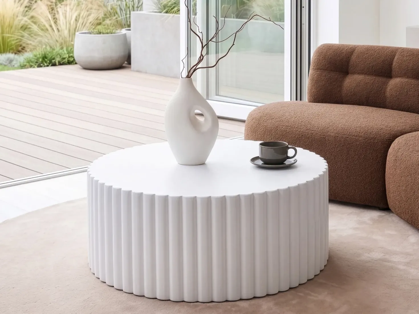 Tavolino da caffè POZZA 117 cm 117 cm Bianco