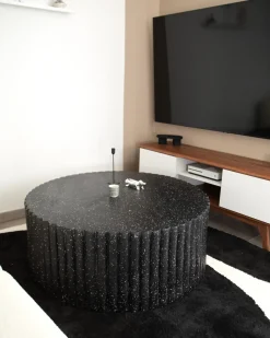 Tavolino da caffè POZZA II 106 cm 106 cm Effetto terrazzo Terrazzo Nero