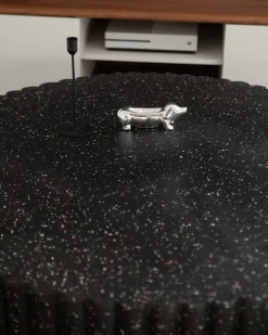Tavolino da caffè POZZA II 106 cm 106 cm Effetto terrazzo Terrazzo Nero