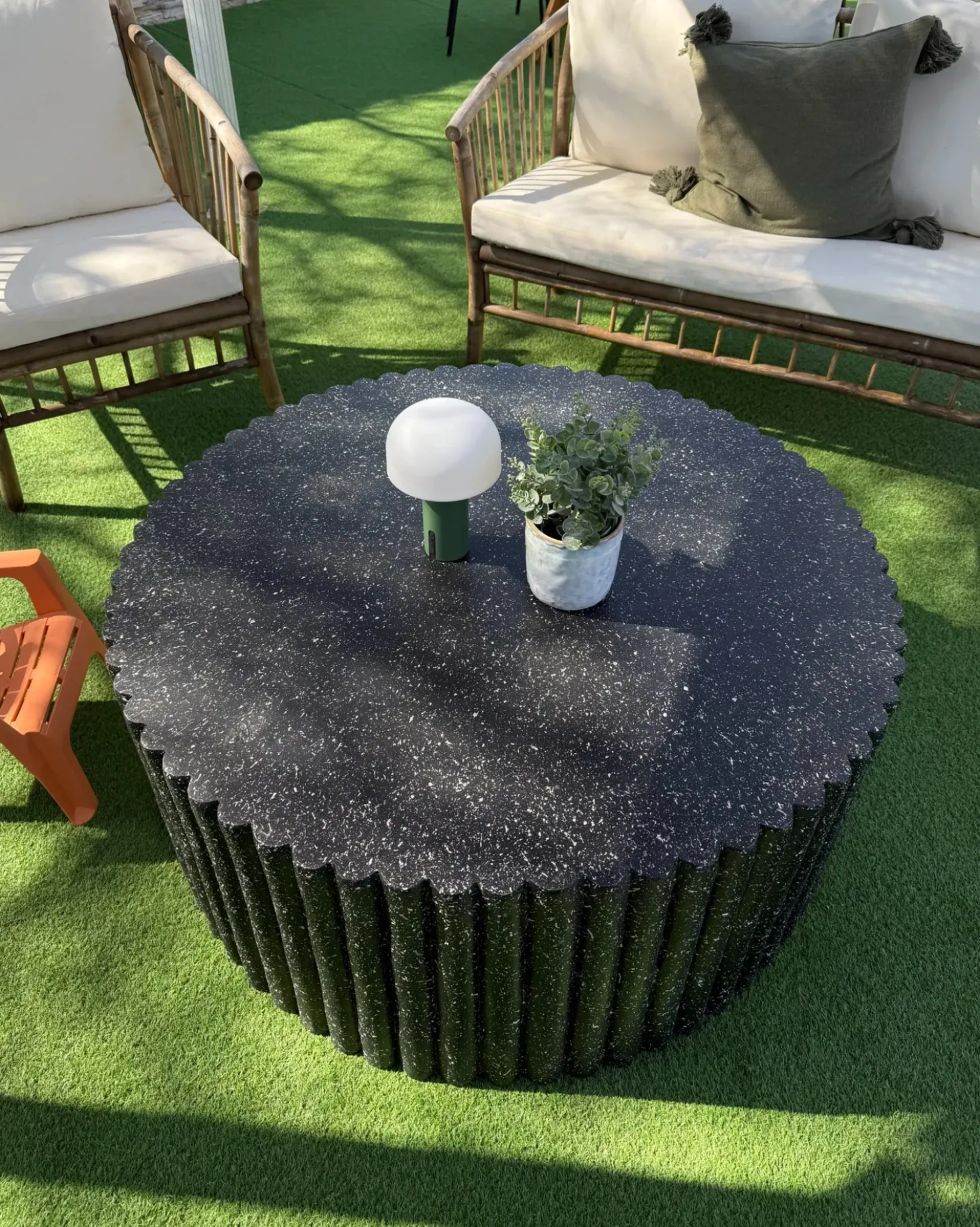 Tavolino da caffè POZZA II 106 cm 106 cm Effetto terrazzo Terrazzo Nero
