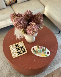Tavolino da caffè TREZZO 90 cm 90 cm Effetto terrazzo Terrazzo Rosso