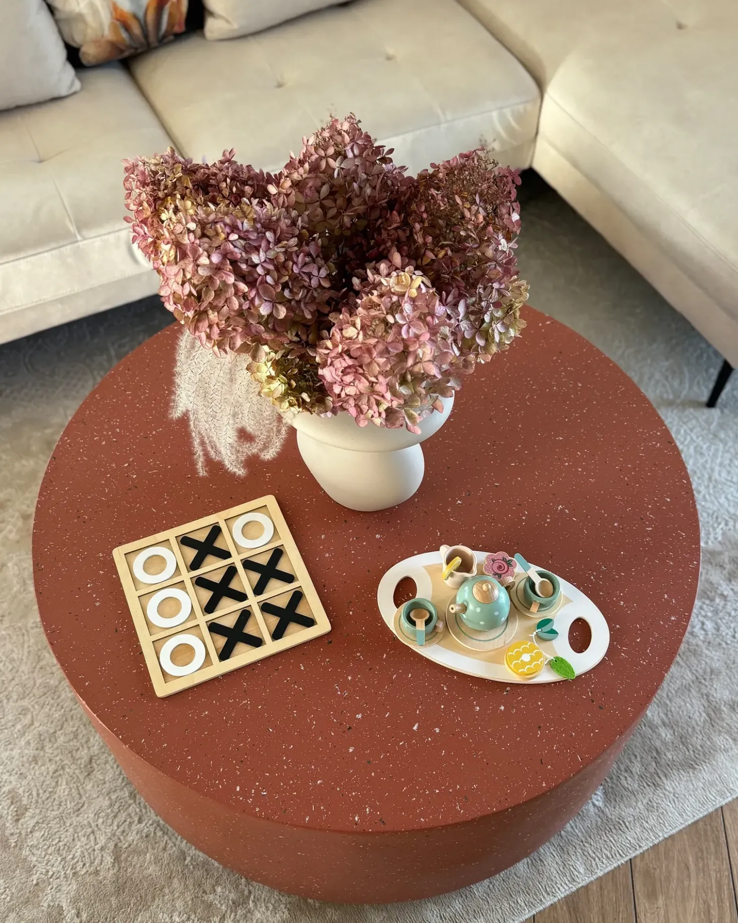 Tavolino da caffè TREZZO 90 cm 90 cm Effetto terrazzo Terrazzo Rosso