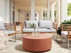 Tavolino da caffè TREZZO 90 cm 90 cm Effetto terrazzo Terrazzo Rosso