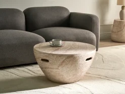 Tavolino da caffè VICARELLO 68 cm 68 cm Effetto travertino